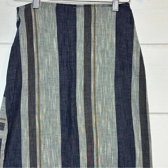 Free People NWT Blue Striped Asymmetrical Wrap Big Sur Midi Skirt Sz 2 - Picture 9 of 12